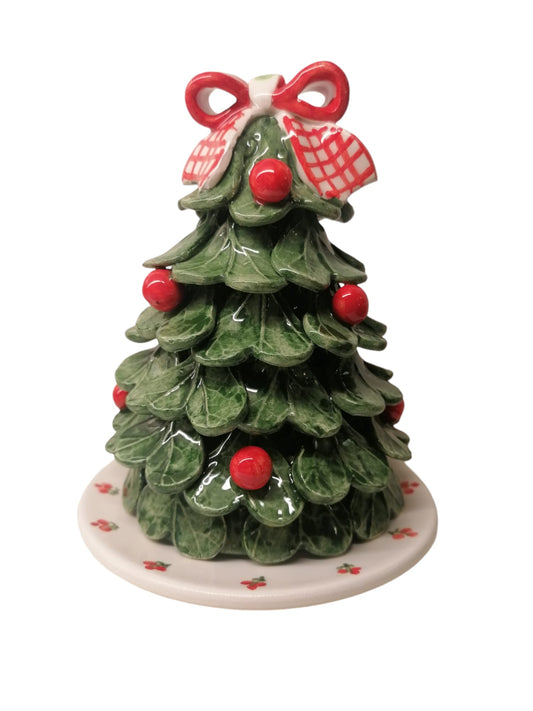 Centrotavola albero di Natale in ceramica dipinta a mano