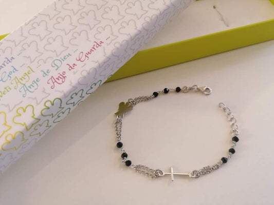 Angel of God bracelet in silver and onyx