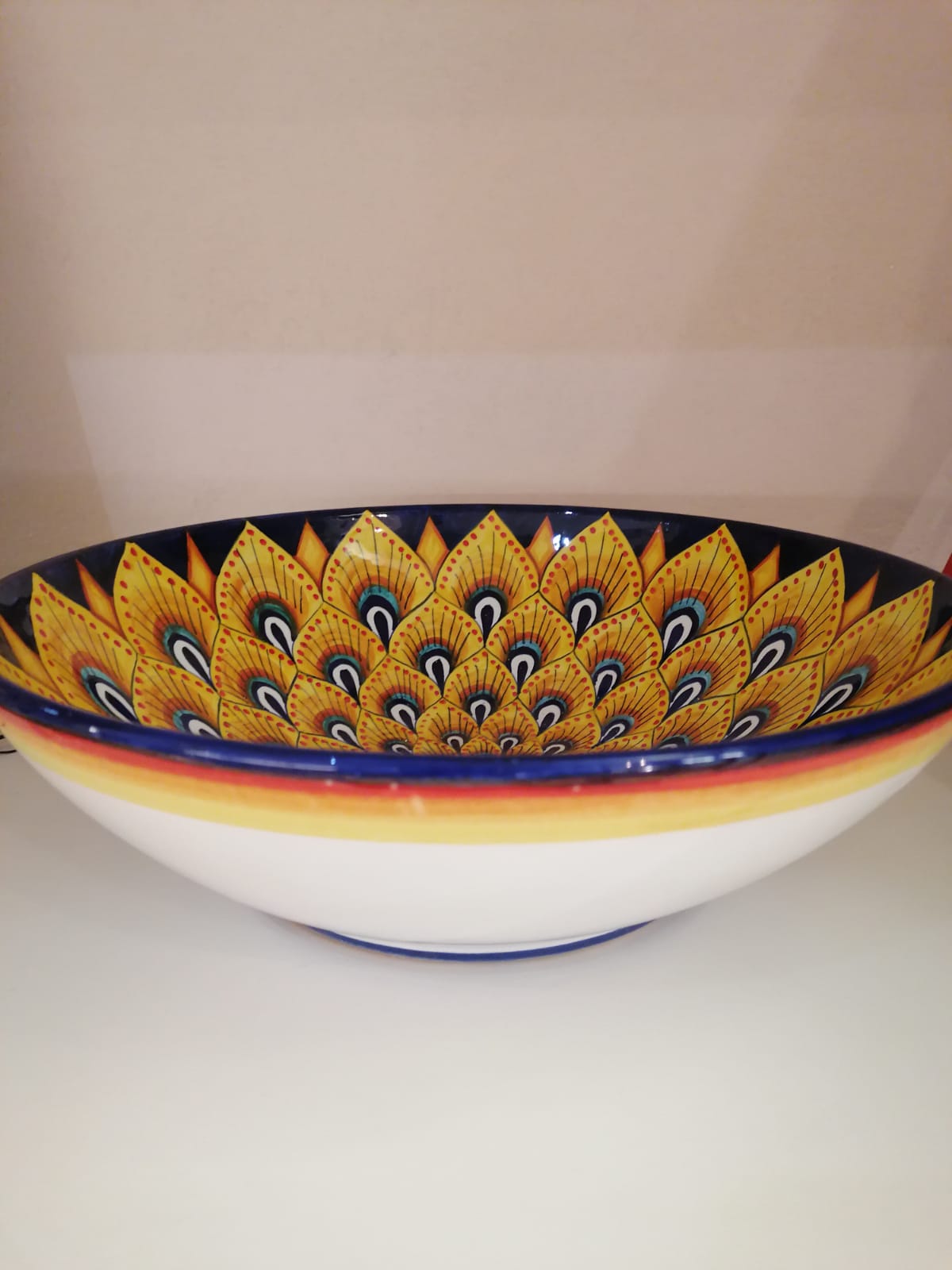 Bolo grande in ceramica dipinta a mano Deruta