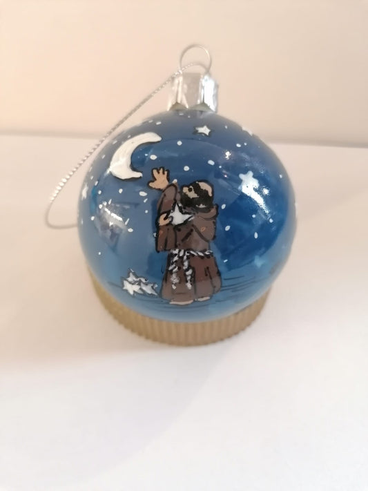 Palla di Natale in vetro perlescente dipinto a mano