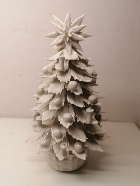 Albero di Natale in porcellana di Capodimonte avorio