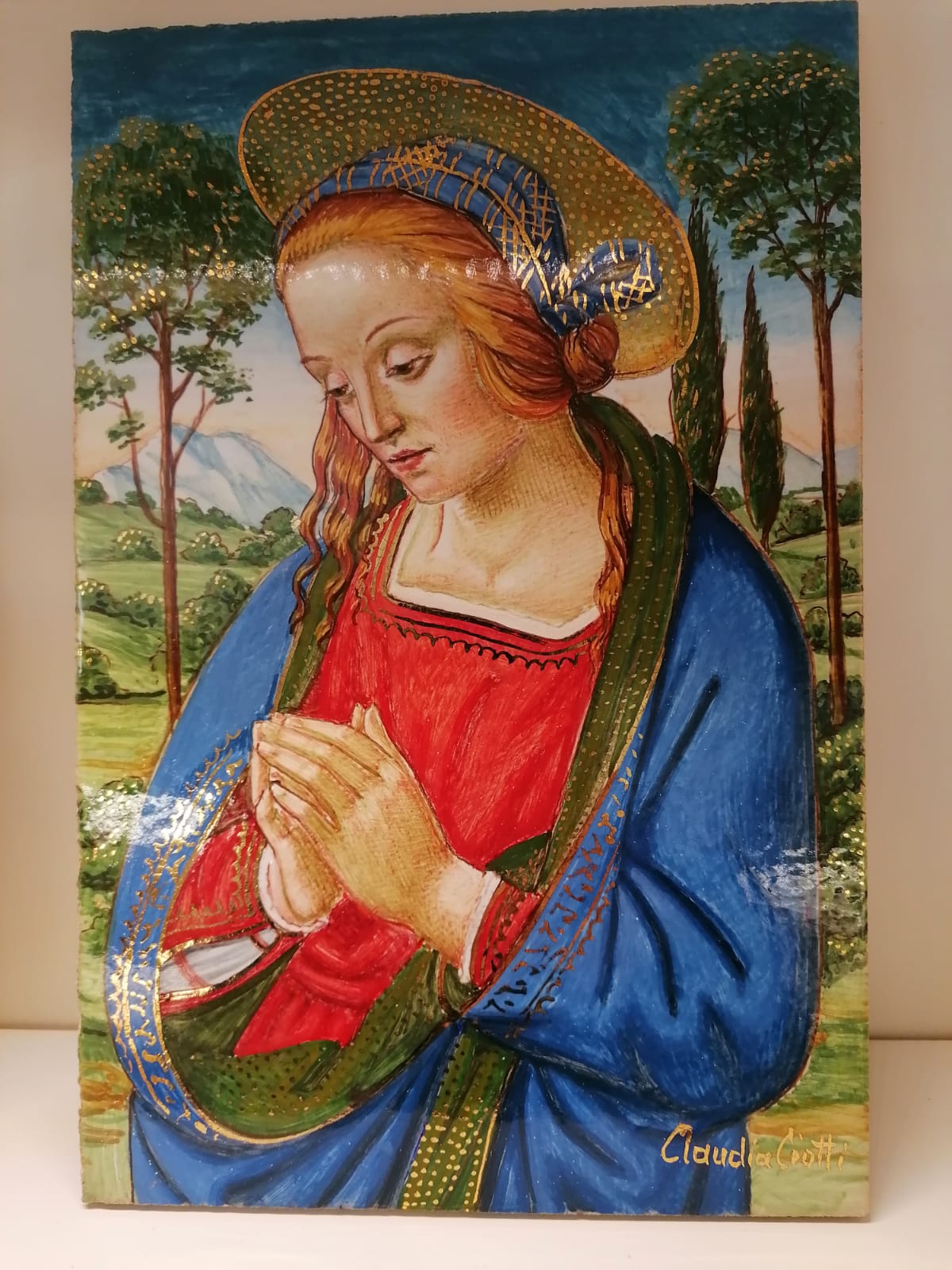Icona in ceramica refrattaria "Madonna Pinturicchio "