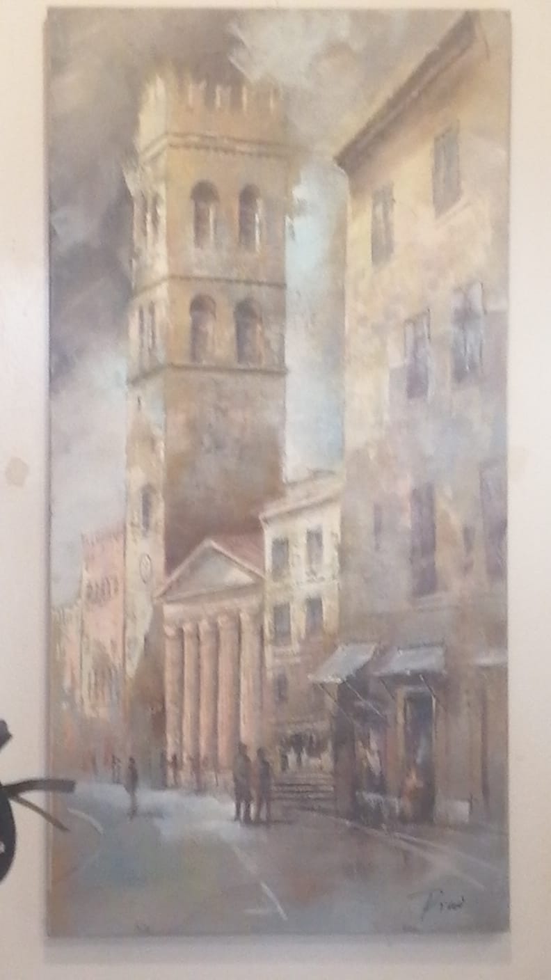 Quadro veduta sulla Piazza del Comune con Torre del Popolo di Assisi
