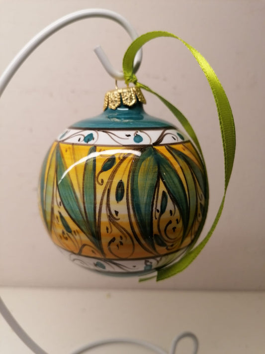 Palla di Natale tonda in ceramica dipinta a mano libera