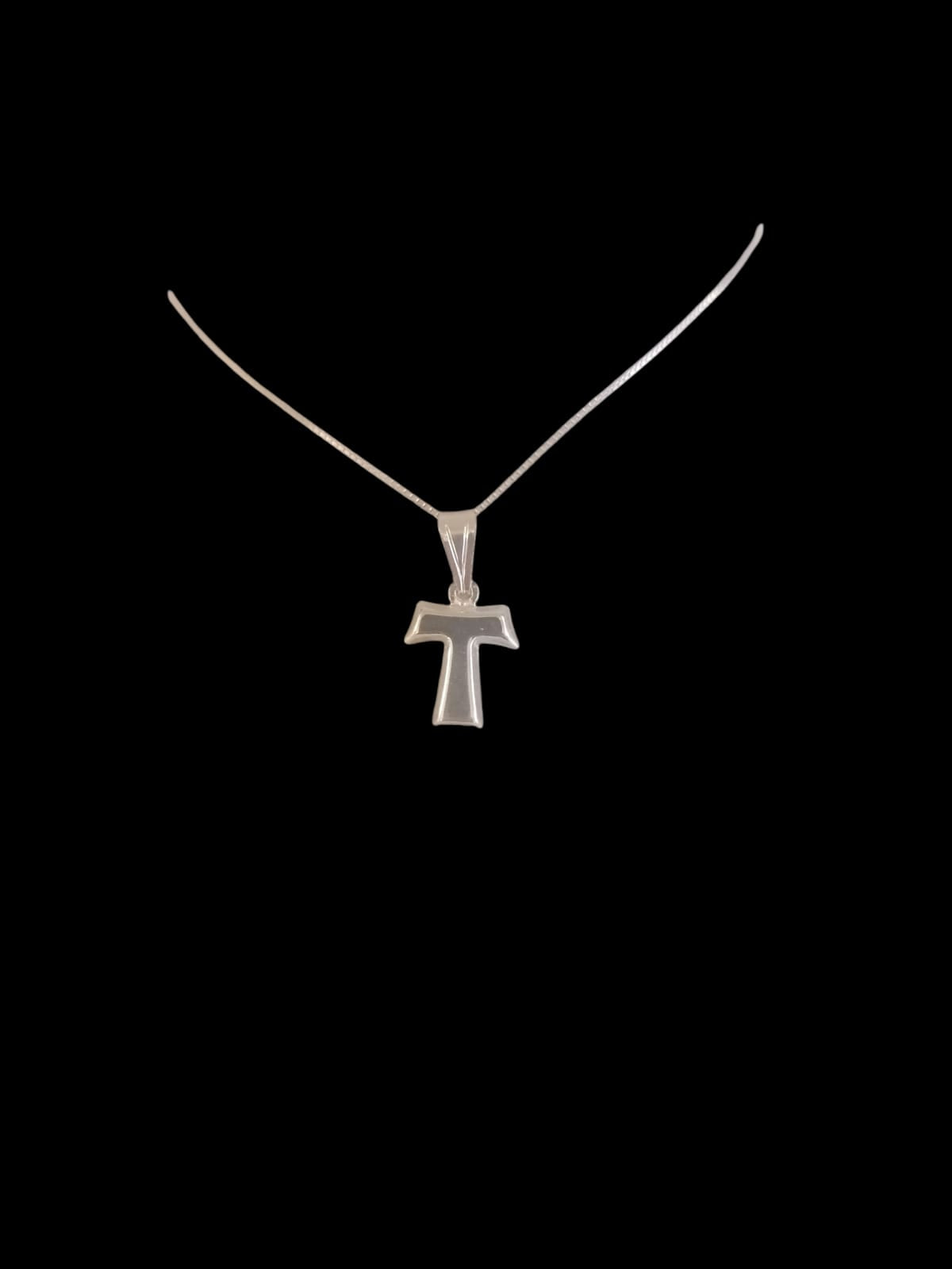 Tau Francescano in argento 925 rodiato con catenina