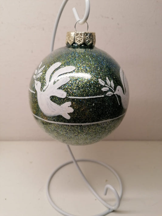 Palla di Natale in vetro soffiato dipinto a mano