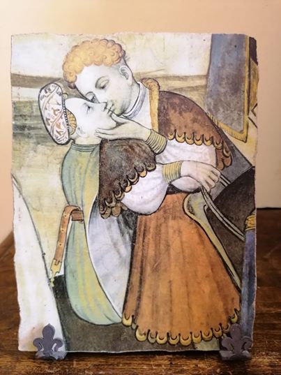 Riproduzione Affresco in pictografia cm 15 x 20 Il Bacio
