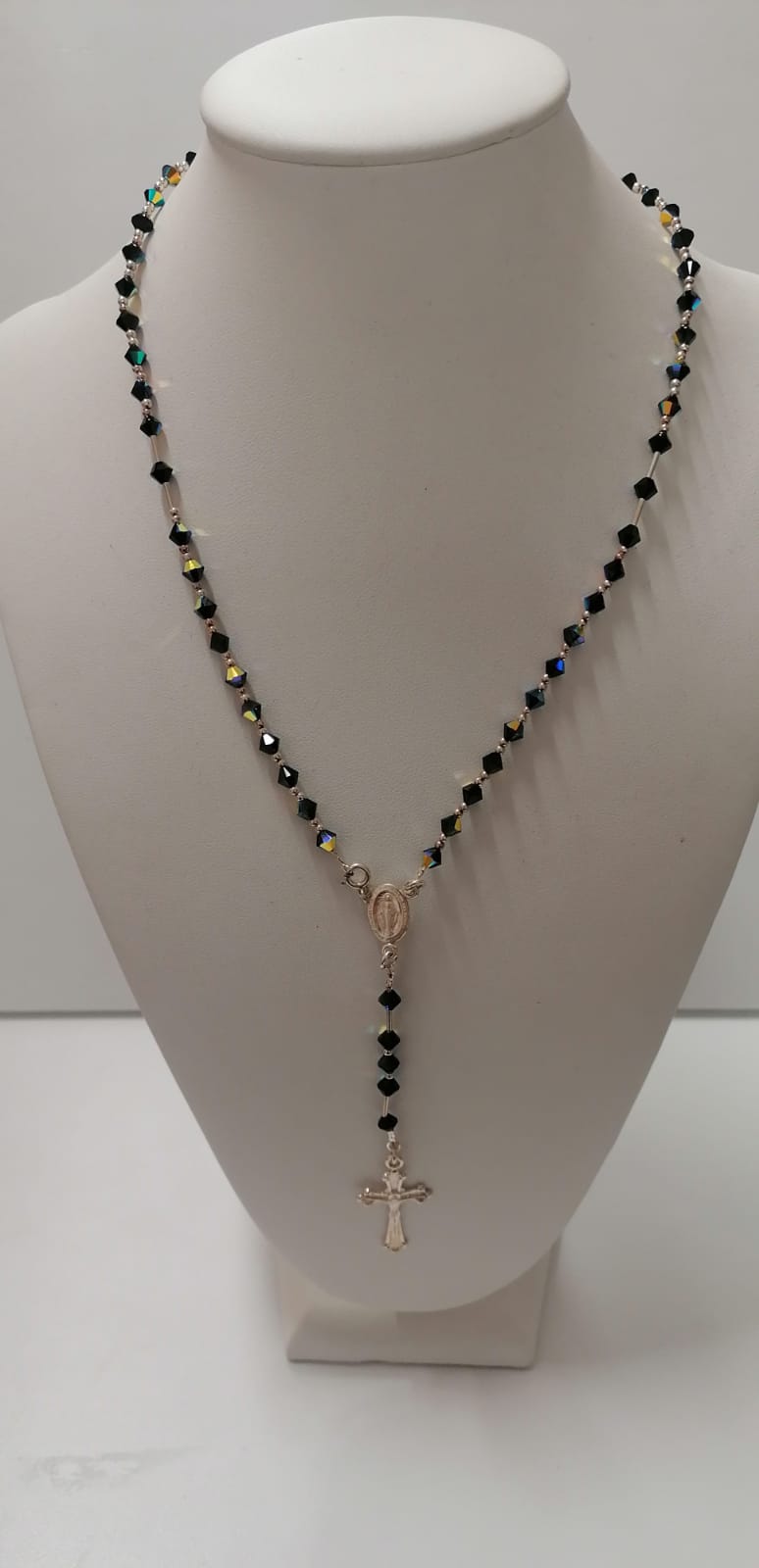 Rosary necklace in silver with Swaroski