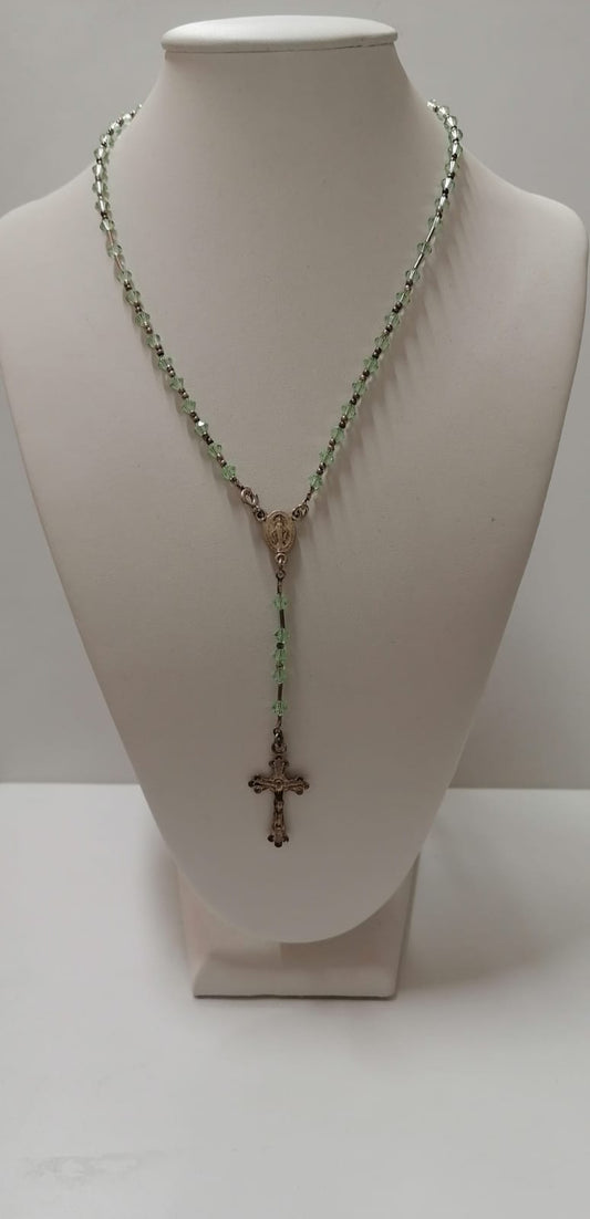 Collana Rosario in argento con Swaroski verdi