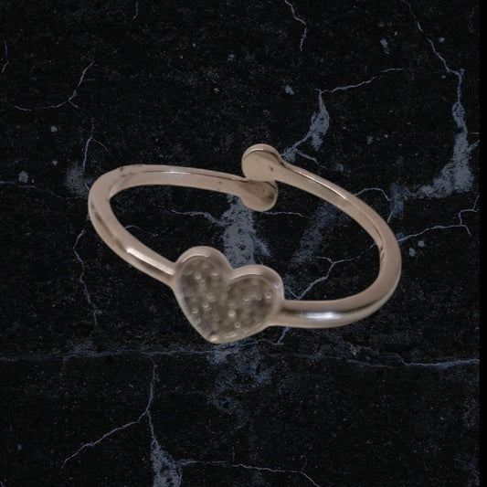 Anello in argento 925 regolabile  con zirconi motivo cuore pieno