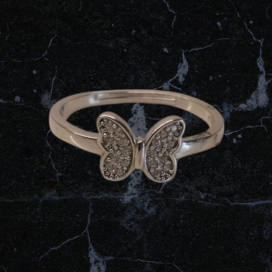 Anello in argento 925 regolabile con zirconi motivo farfalla