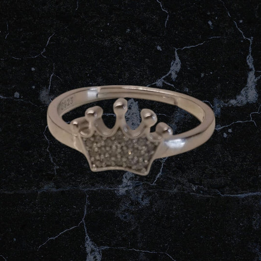 Anello in argento 925 regolabile  con zirconi motivo corona