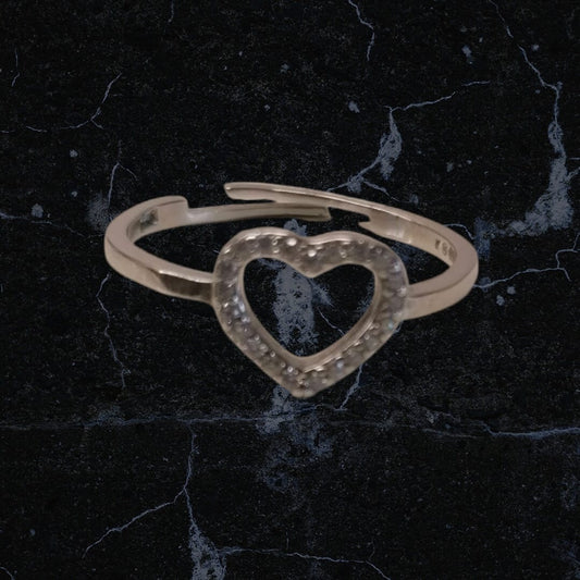 Anello in argento 925 regolabile con zirconi motivo cuore