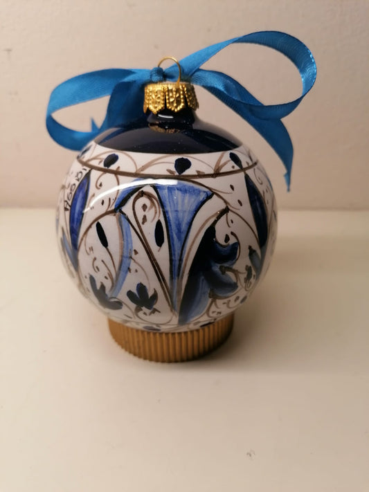Free hand painted ceramic Christmas ball