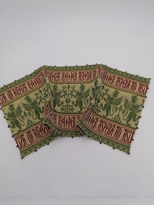 Centerpiece in handmade art fabric mixed with cotton and silk