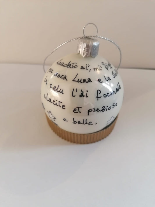 Palla di Natale in vetro perlescente dipinto a mano