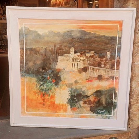 Quadro veduta di Assisi Basilica di San Francesco