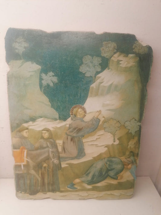 Riproduzione su affresco in pictografia  Giotto Miracolo della fonte