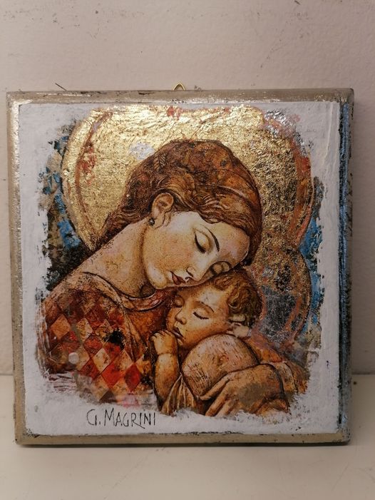 Litopittura Magrini arte Madonna col bambino