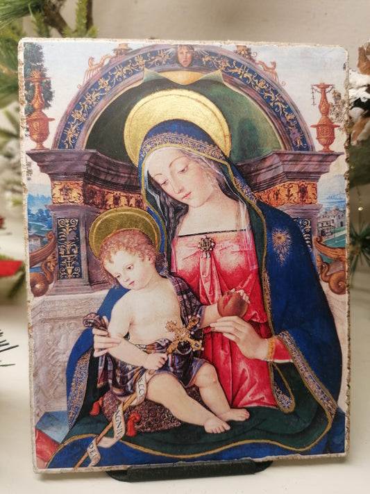 Riproduzione su affresco in pictografia  Pinturicchio Madonna col bambino (Pala Fossi)