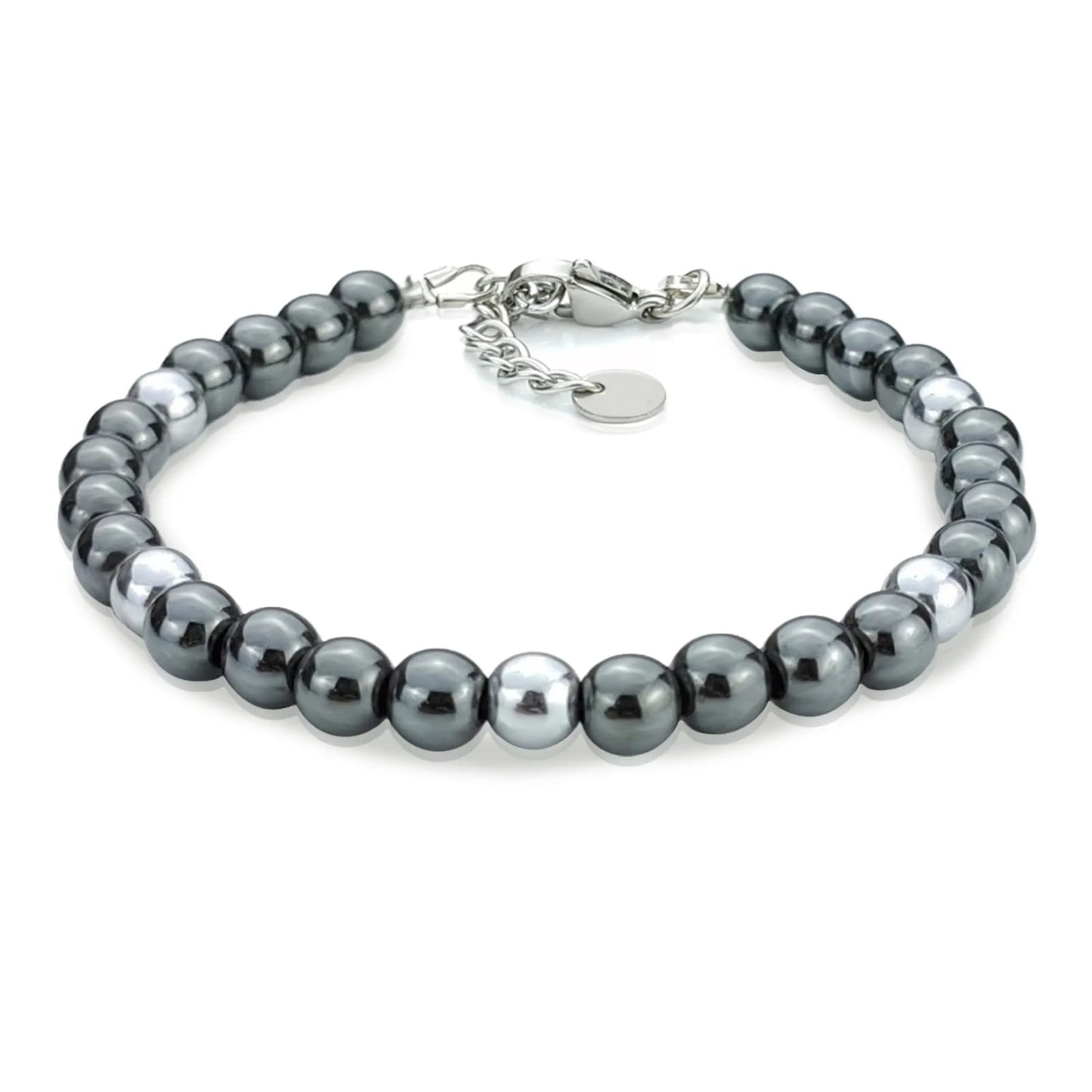 Bracciale in acciaio e pietra  naturale ematite