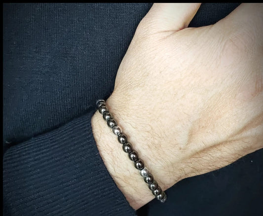 Bracciale in acciaio e pietra  naturale ematite