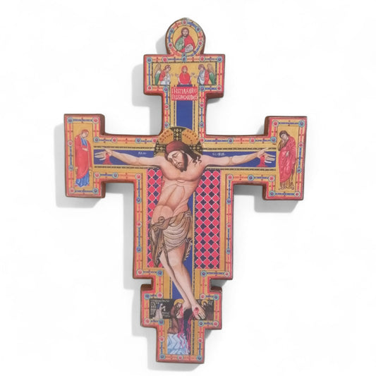 Crocifisso di S.Chiara stampa su tela riportata su legno Icona Icona piccola