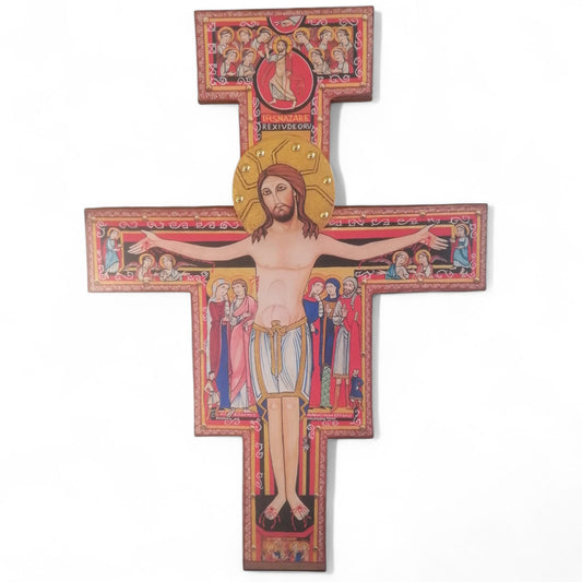 Crocifisso di S.Damiano stampa su tela riportata su legno Icona