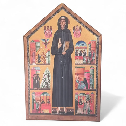 Tavola San Francesco stampa su tela riportata su legno Icona