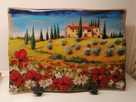 Vassoio in ceramica dipinto a mano Deruta